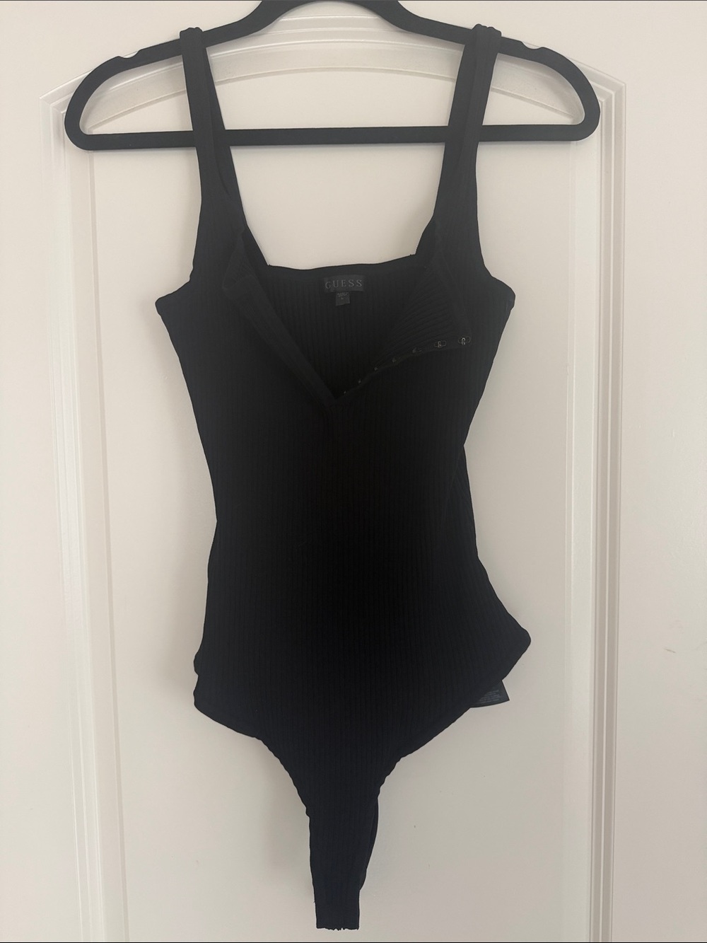 GUESS Black Ribbed Tank Thong Bodysuit